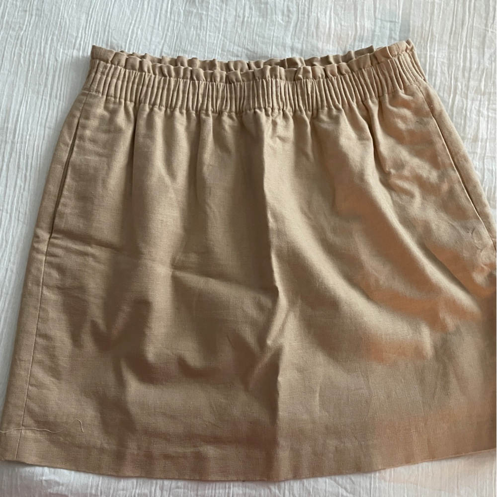 J. Crew Tan Smocked A-Line Mini Skirt